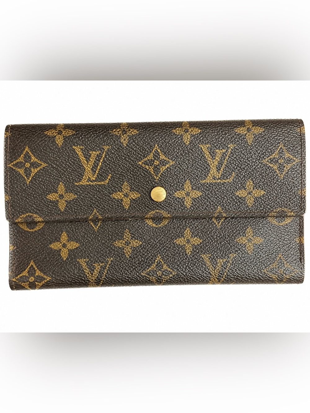 Authentic Vintage Louis Vuitton Sarah Monogram Canvas Brown and Gold Snap Wallet